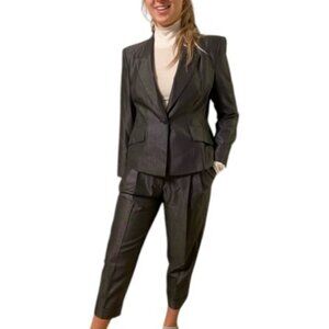 Hugo Boss metallic grey woman's micropattern pantsuit size M